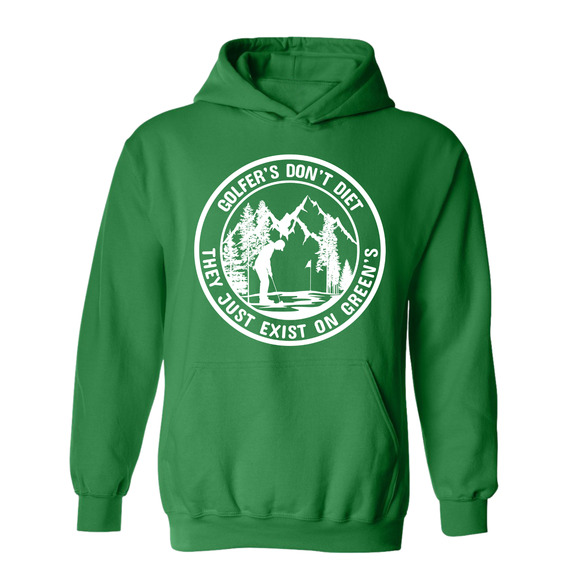 Golf Hoodie Golfers Don't Diet On Greens Funny Man Putting Golfing Sweatshirt - Picture 1 of 13